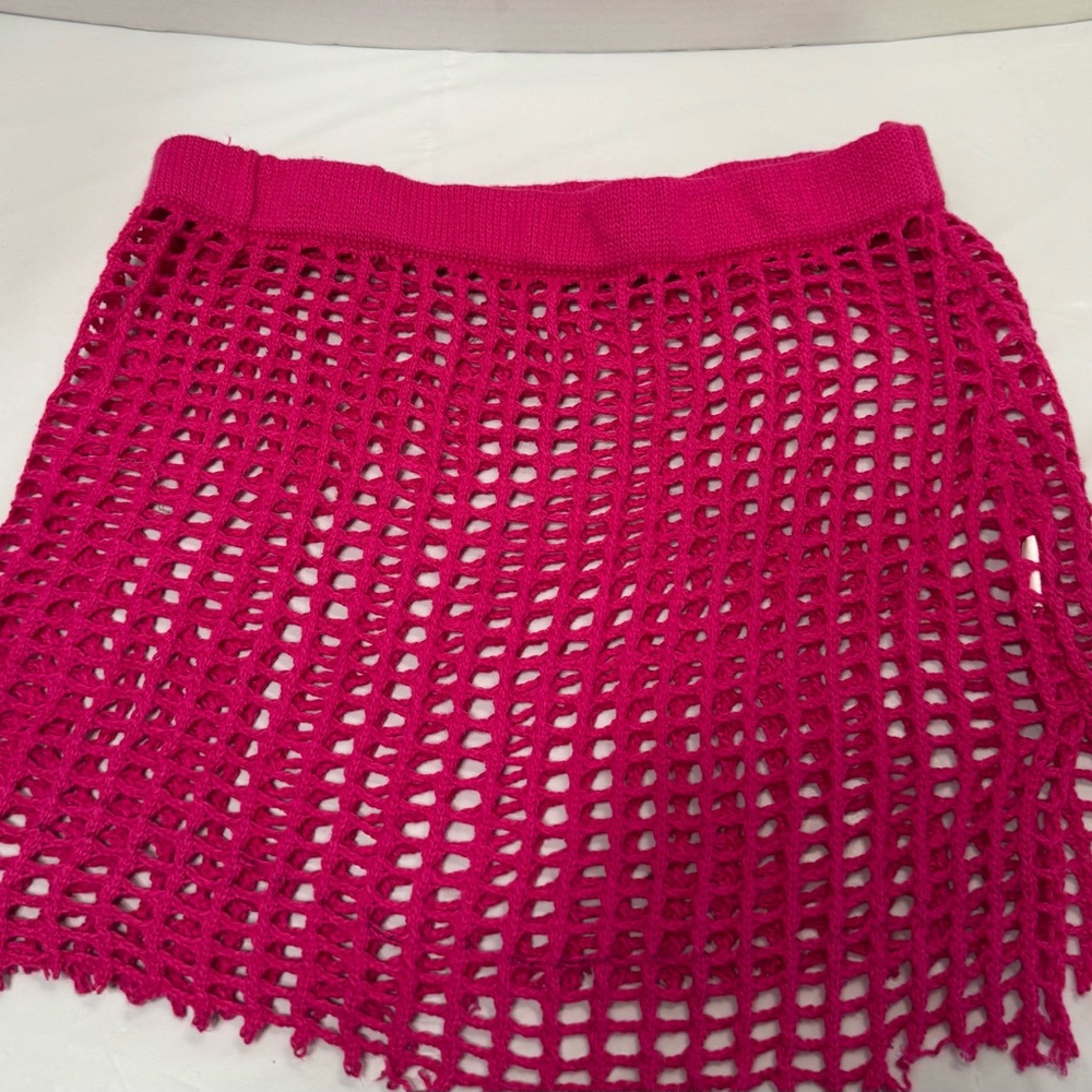Hot Pink Crochet Mini Skirt